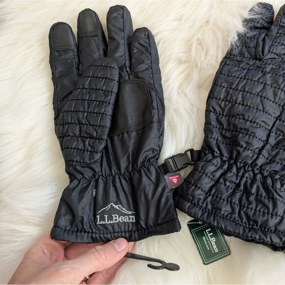 L.L.Bean PrimaLoft Packaway Black Quilted Gloves Women's M Medium - Picture 3 of 6